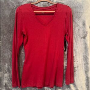 NWT A.n.a long sleeve v-neck red tunic